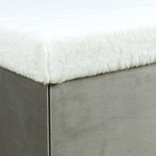 Coffre Banc Pliable Gris Imitation Fourrure Leo