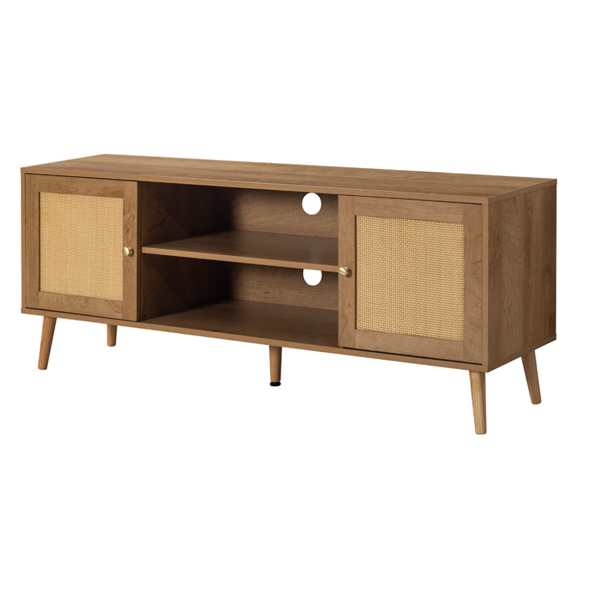 Goto - meuble tv - effet bois et cannage - 140 cm - Bois