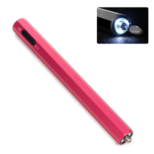 Mini penna per lucidare le unghie. Corpo in metallo, luce LED, selettore del senso di rotazione. Batteria ricaricabile.