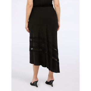 Fiorella Rubino - Gonna lunga svasata in raso con pizzo - Nero