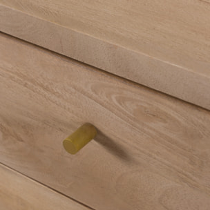 Commode 8 tiroirs en bois de manguier et pieds en métal doré - Bran