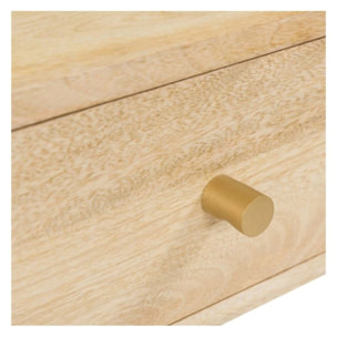 Table de chevet 1 tiroir en bois de manguier et marbre - Doori