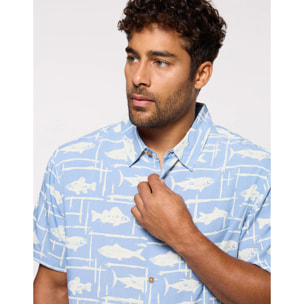 Camisa Manga Corta Azul Celeste - Moofy