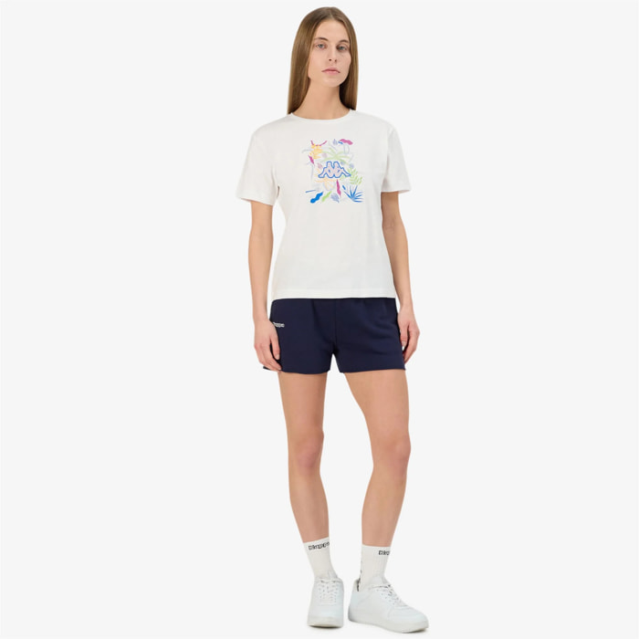 Kappa - Pantaloni Corti Donna Blu - Logo Fefra