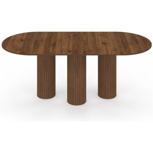 Table à manger extensible Albane 160-200cm 3 pieds pylône effet noyer