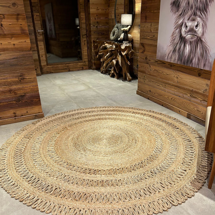 TAPIS EN JUTE NATURELLE TRESSE A LA MAIN DIAMÈTRE 220CM JERICO