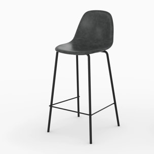Pack 4 chaises pour îlot central marron et gris/noir 65 cm - Henrik