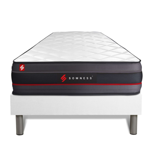 Ensemble Matelas Sommier 90x190 cm - Sommier Blanc (déjà monté) - Regen