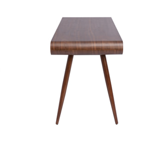 Bureau avec rangements 2 tiroirs vintage bois foncé noyer L120 cm BJORG