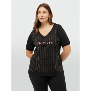 Fiorella Rubino - Camiseta con escritura y strass - Negro