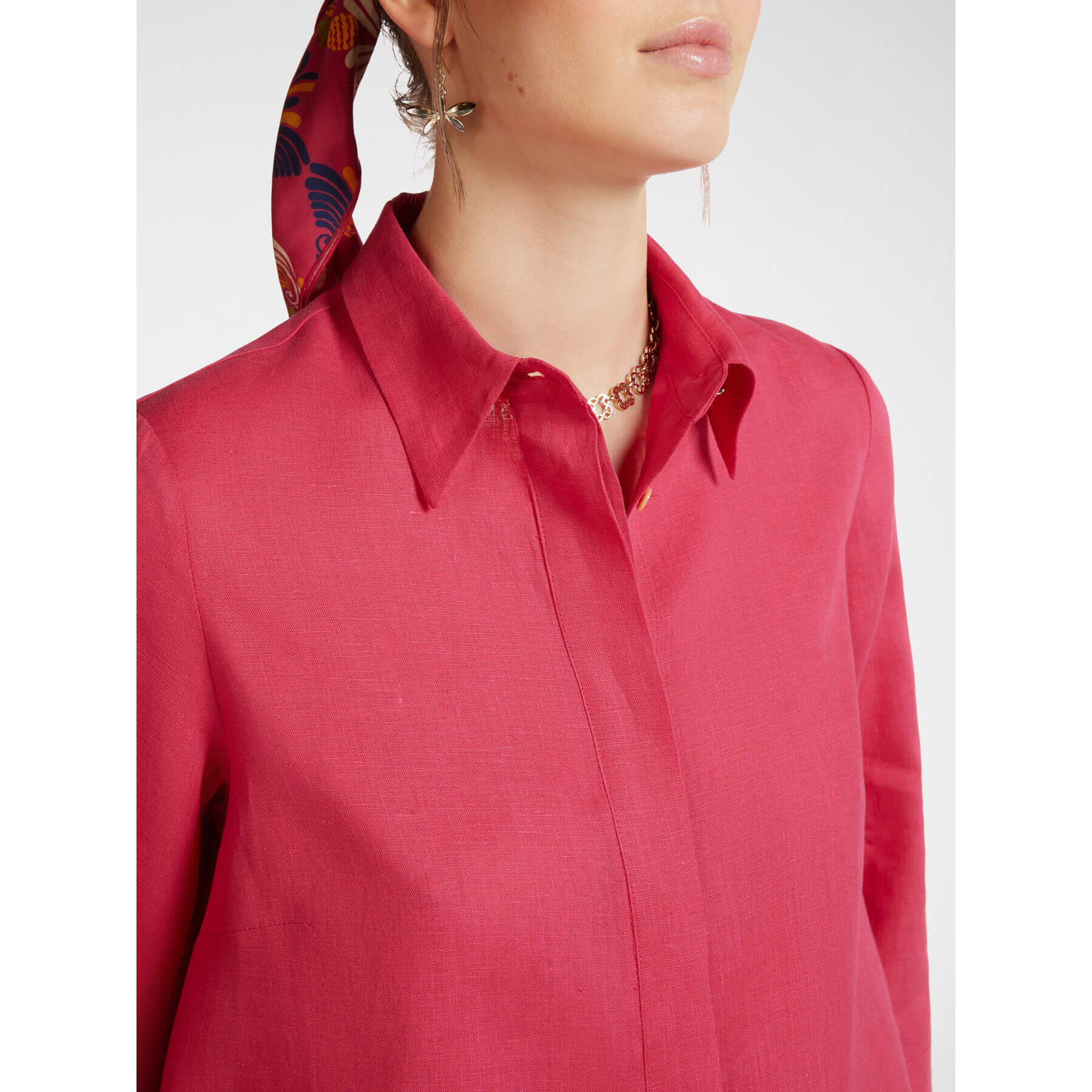 Elena Mirò - Camisa holgada de lino - Rojo