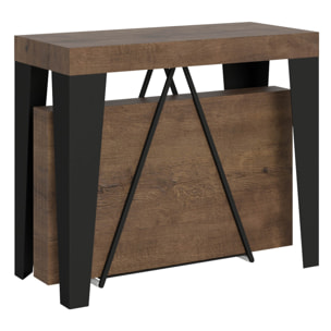Console extensible 90x40/300 cm Algo noyer cadre anthracite