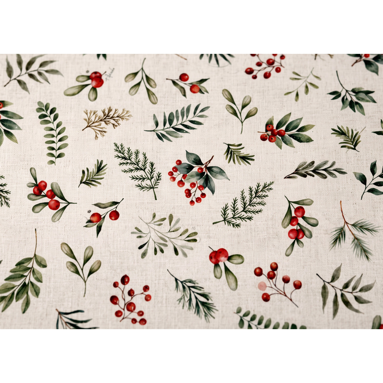 Tovaglia Natalzia per Cucina Salotto in 100% Cotone Made in Italy Fantasia Bacche Rosse