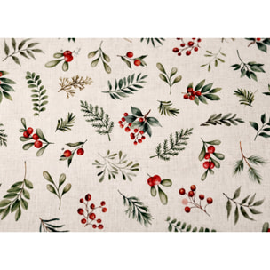 Tovaglia Natalzia per Cucina Salotto in 100% Cotone Made in Italy Fantasia Bacche Rosse
