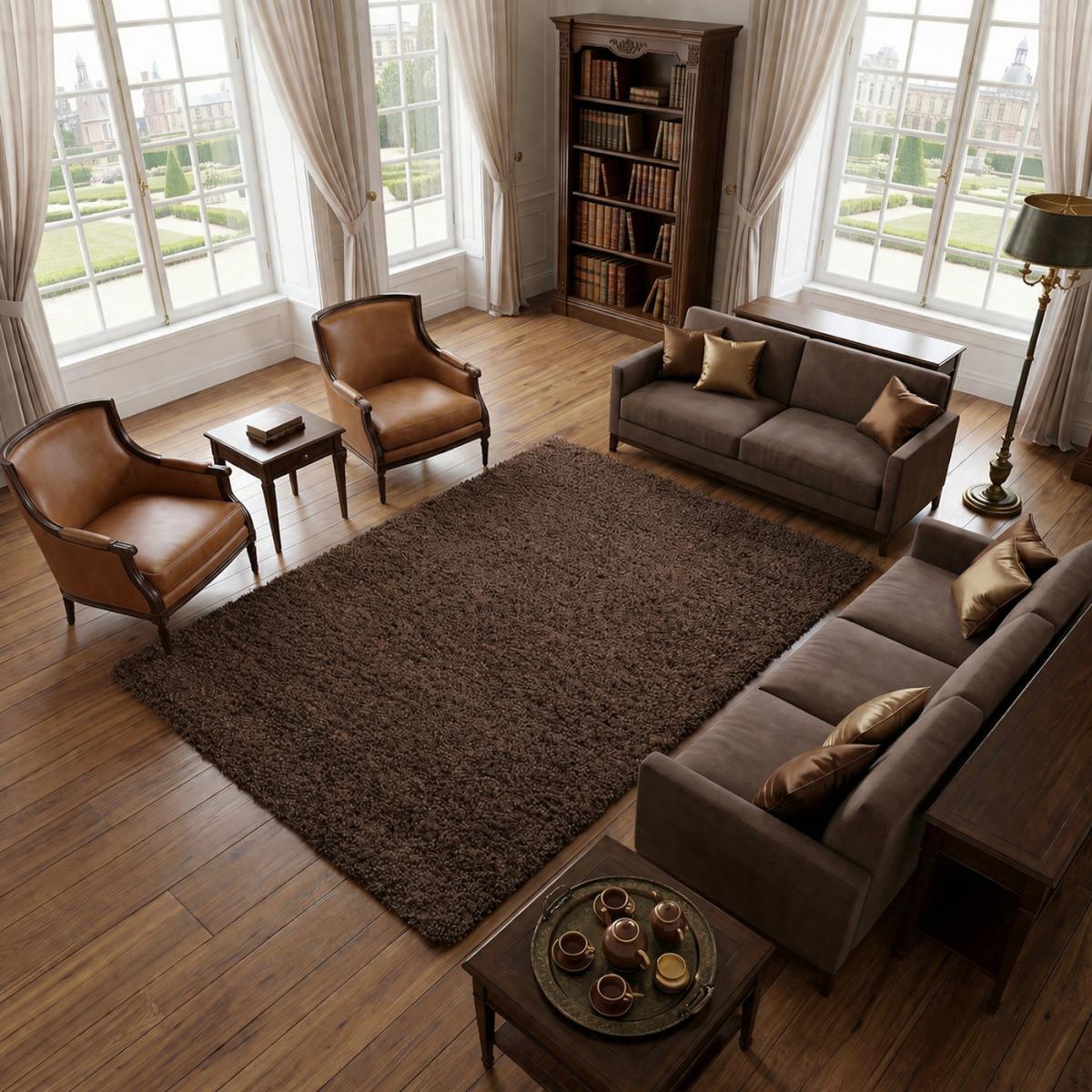 Tapis poils longs shaggy tissé motif uni ZASIVE