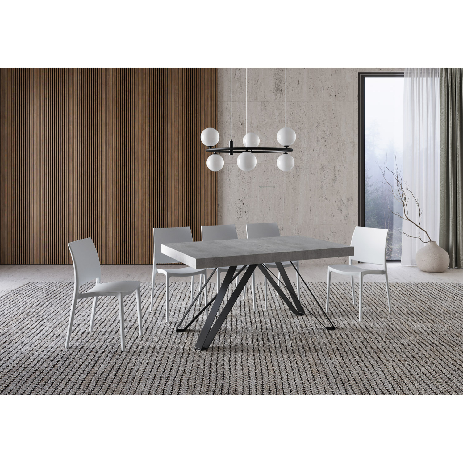 Tavolo allungabile 90x160/264 cm Terium cemento gambe antracite