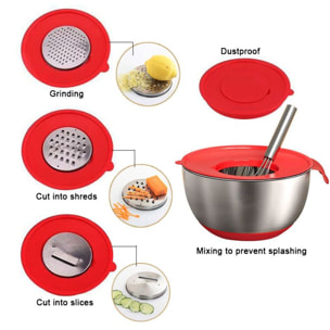 Ensemble de 3 bols avec couvercle et râpe Herzberg HG04036