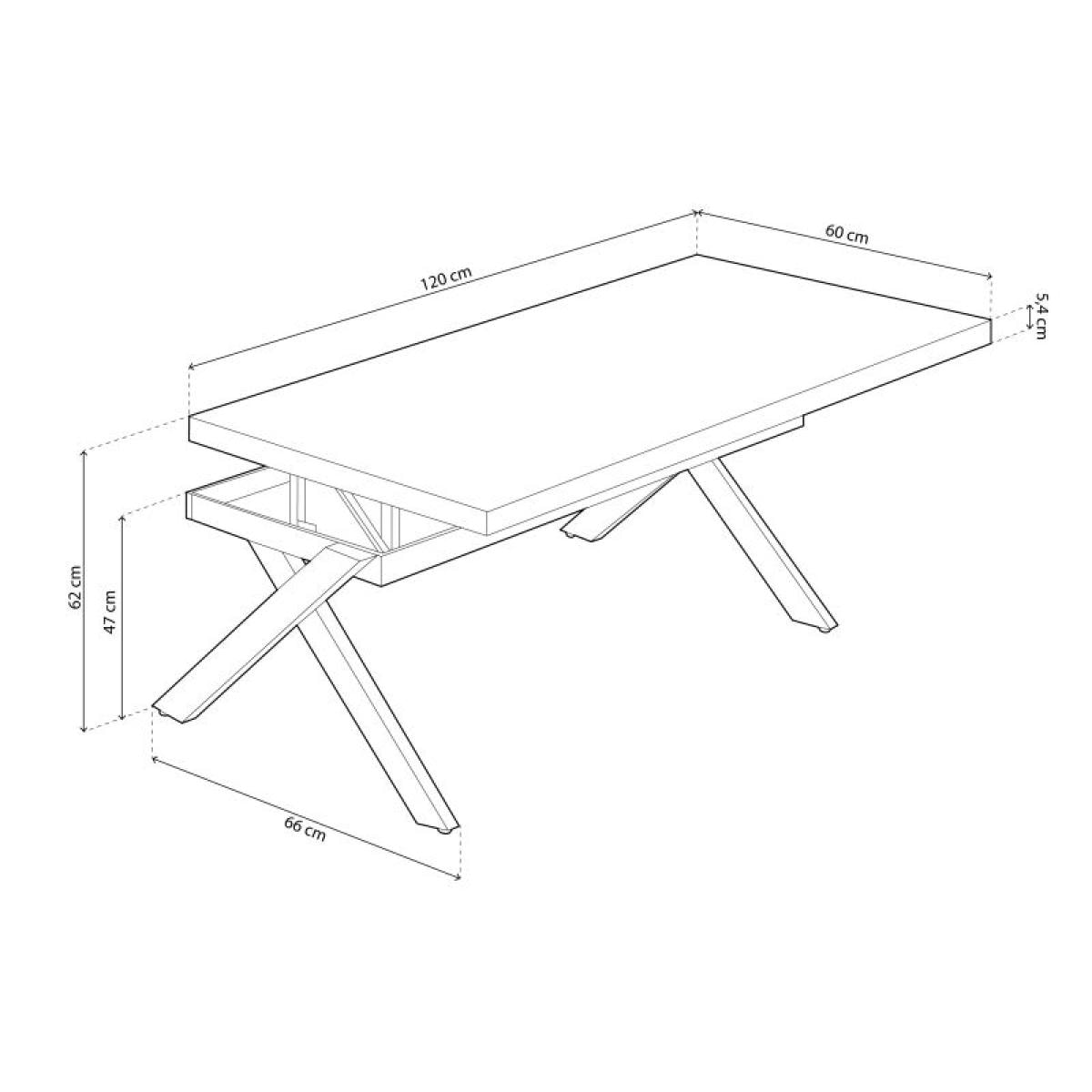 Mesa de centro elevable Xena Blanco - Roble