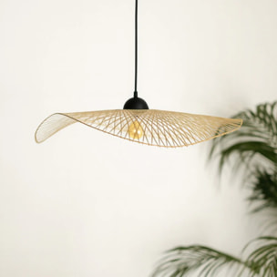 Suspension D75 cm en bambou avec fil noir - Jipi