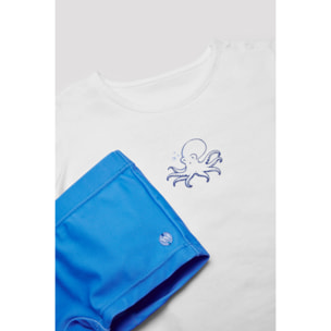 Set baby composto da costume boxer e maglietta bianca polipo