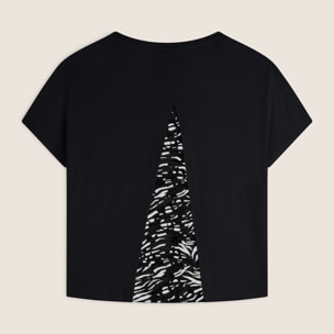 T-shirt maniche a kimono con stampa fantasia sul retro