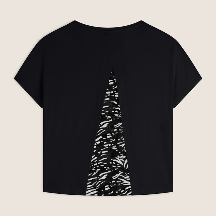 T-shirt maniche a kimono con stampa fantasia sul retro