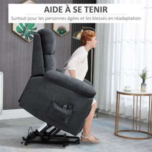 Fauteuil de massage fauteuil releveur électrique inclinaison réglable repose-pied ajustable tissu gris