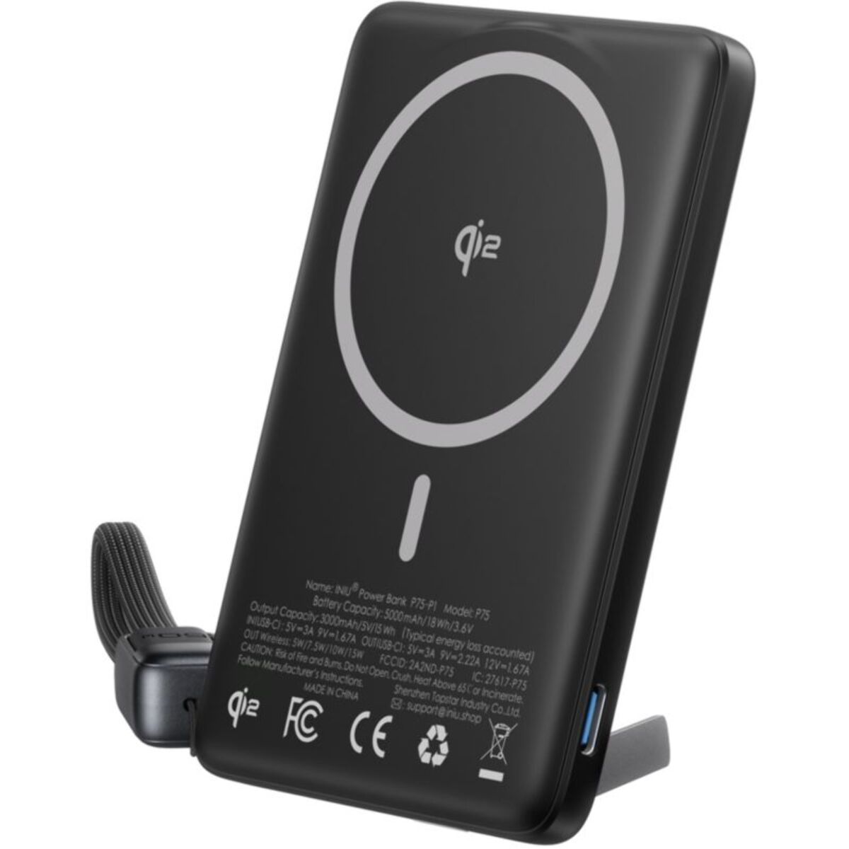 Batterie externe INIU 5000 mAh MagPro slim noir