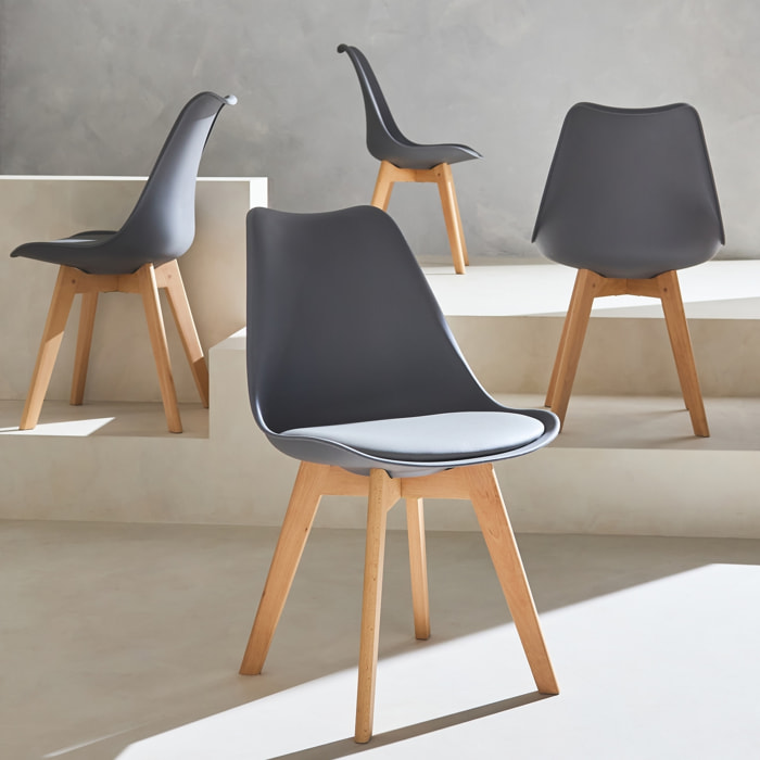 Chaise scandinave bois de hêtre (lot de 4) NILS