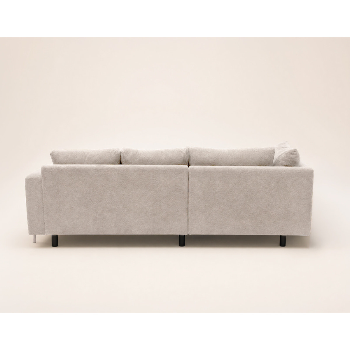 Gabin - Canapé d'angle gauche 5 places en velours texturé - Beige