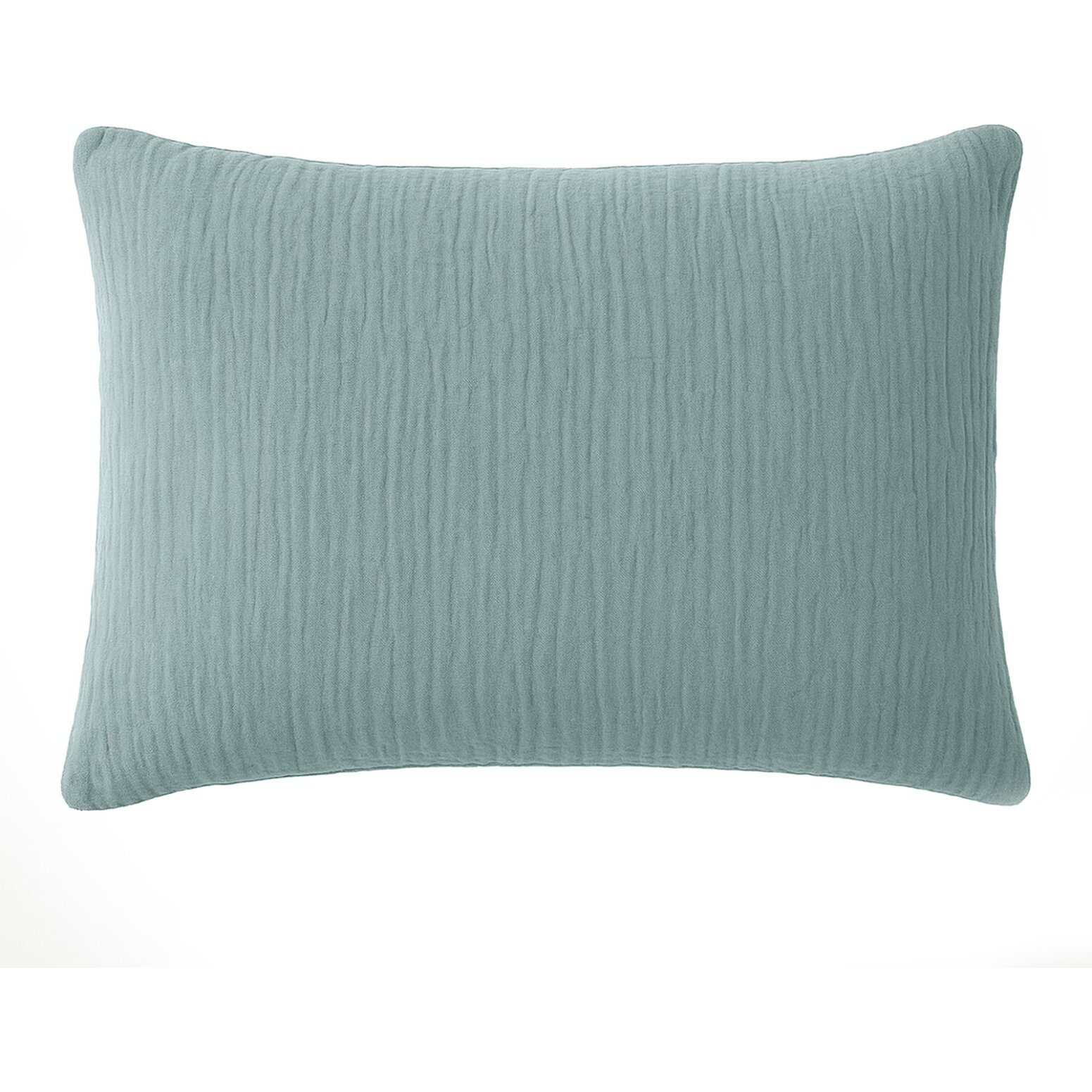 Paire de Taies d'oreiller gaze de coton lavé bleu givrée