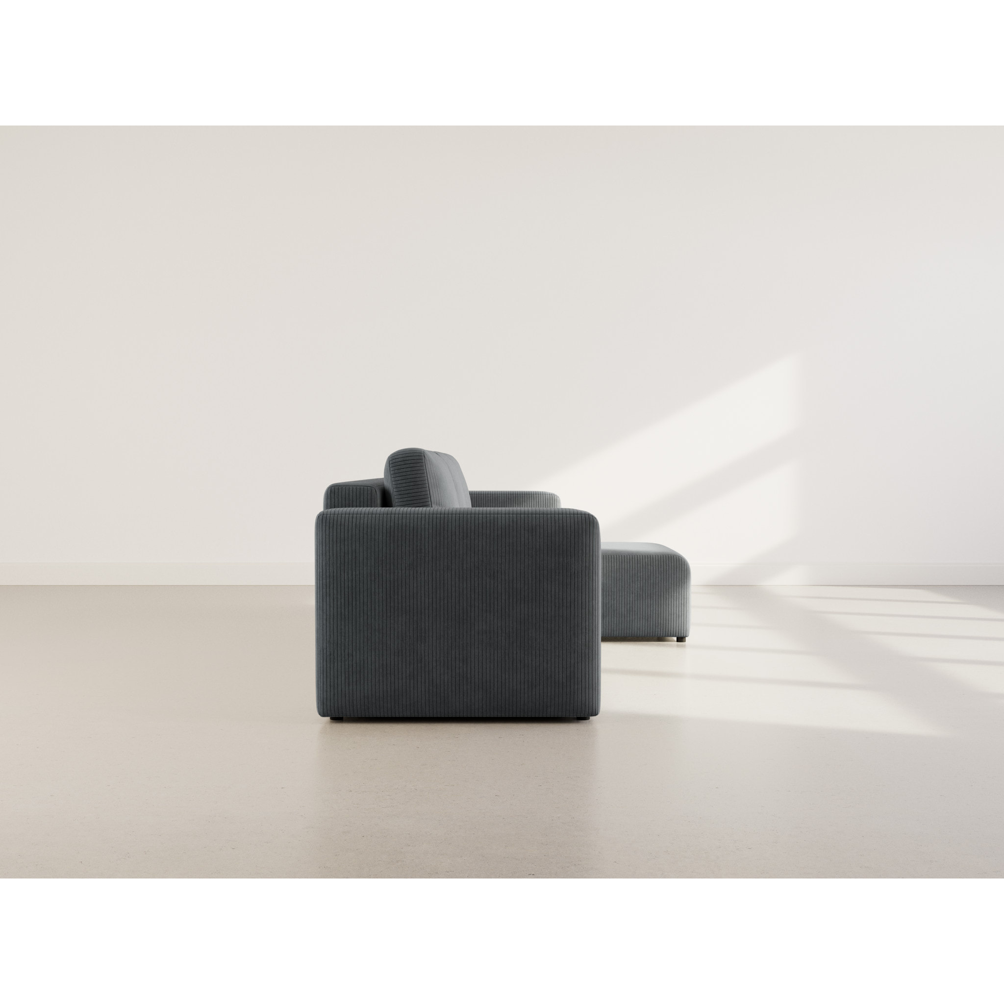 Canopy - canapé d'angle réversible 4 places convertible avec coffre en velours côtelé - Gris foncé