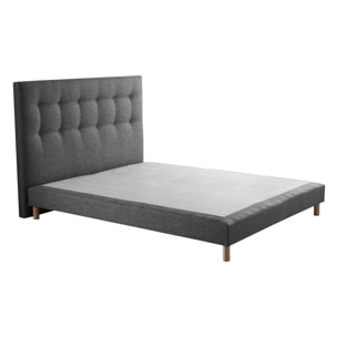 Ensemble sommier tapissier, SYMBIOSE, tête de lit capitonnée - gris éléphant