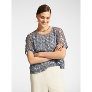Elena Mirò - Blusa de lentejuelas - Gris