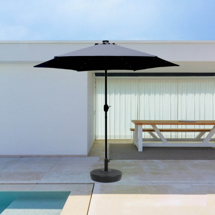 Parasol droit rond led Ø 2,7 m gris FEIRO
