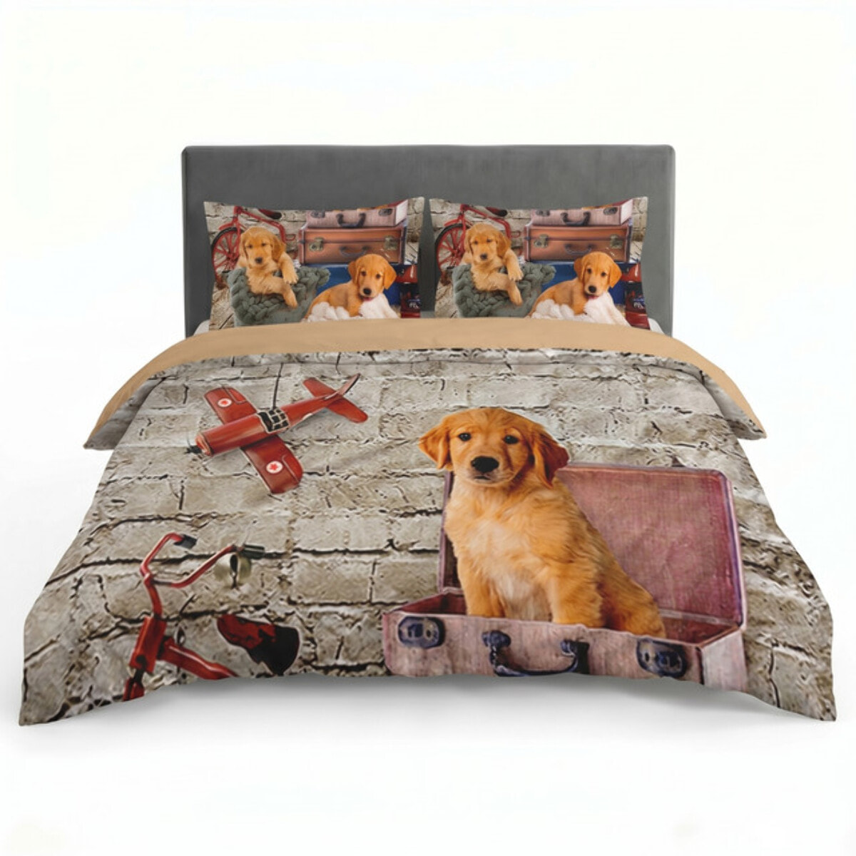 Parure Copripiumino in 100% Cotone con Federe Coordinate, Morbida e Traspirante, Certificata OEKO-TEX, Fantasie Moderne per Camera da Letto
