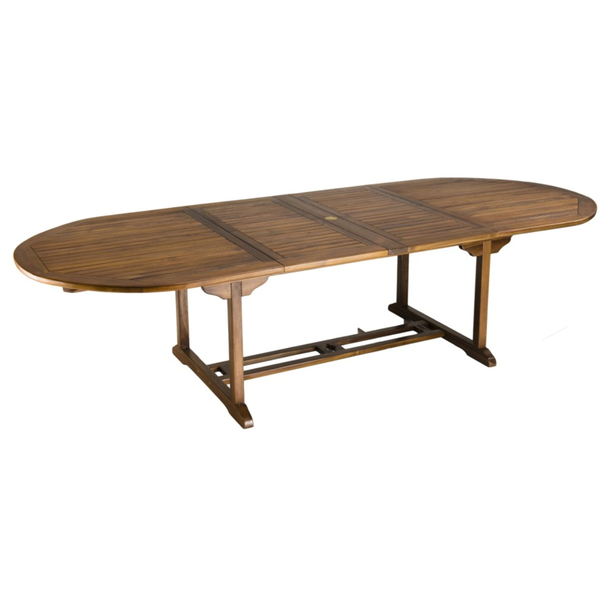 MAEVA - Table de jardin 10/12 personnes - ovale double extension 200/300 x 120 cm en bois teck huilé