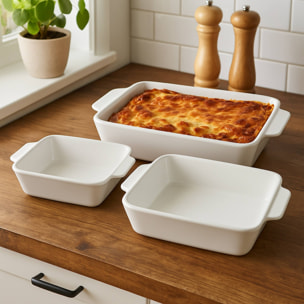 Well home plato de horno de gres en juego de 3 piezas y diferentes tamaños, 36x22,5x8cm