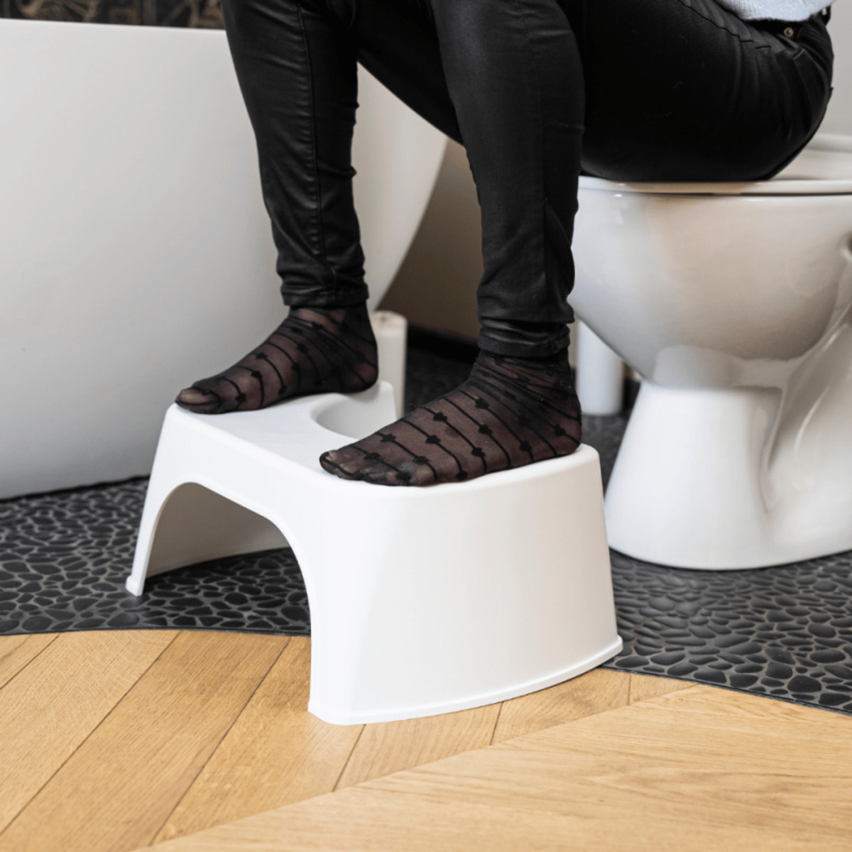 Pack WC suspendu sans bride Patio + tabouret physiologique blanc