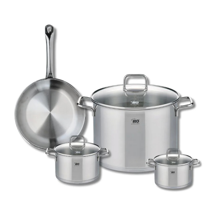 Ensemble de 1 Poêle de cuisson 24 cm et 3 faitouts 12, 14 et 26 cm Elo Profi Citrin