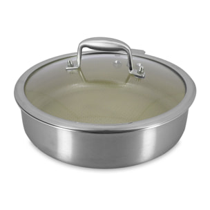 Sauteuse 24cm en acier inoxydable et manche amovible vert AGLAE