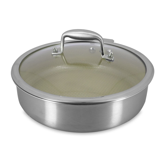 Sauteuse 24cm en acier inoxydable et manche amovible vert AGLAE