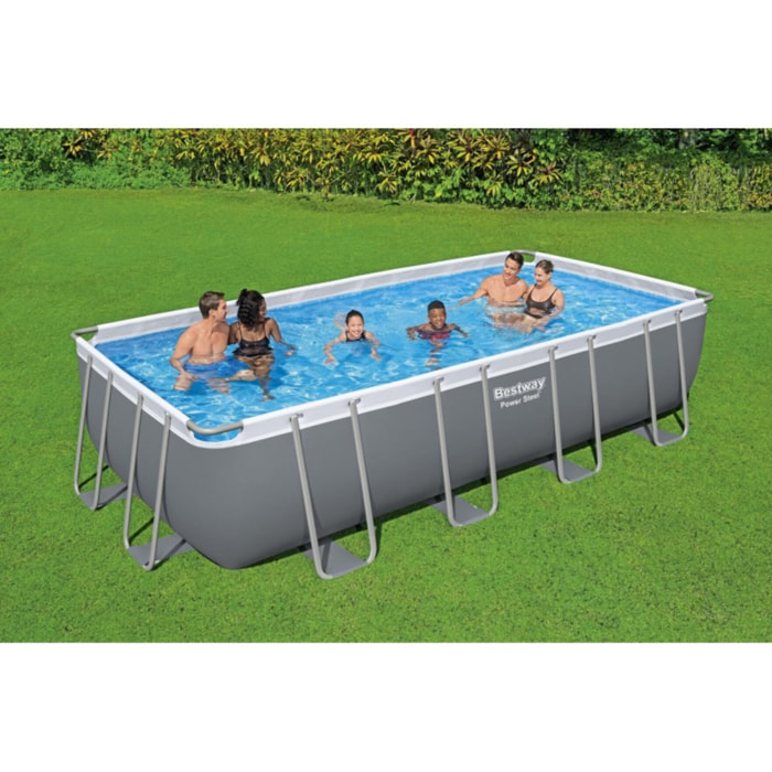 Bestway Piscine hors sol tubulaire rectangulaire Bestway Power Steel 549 x 274 x 122 cm gris