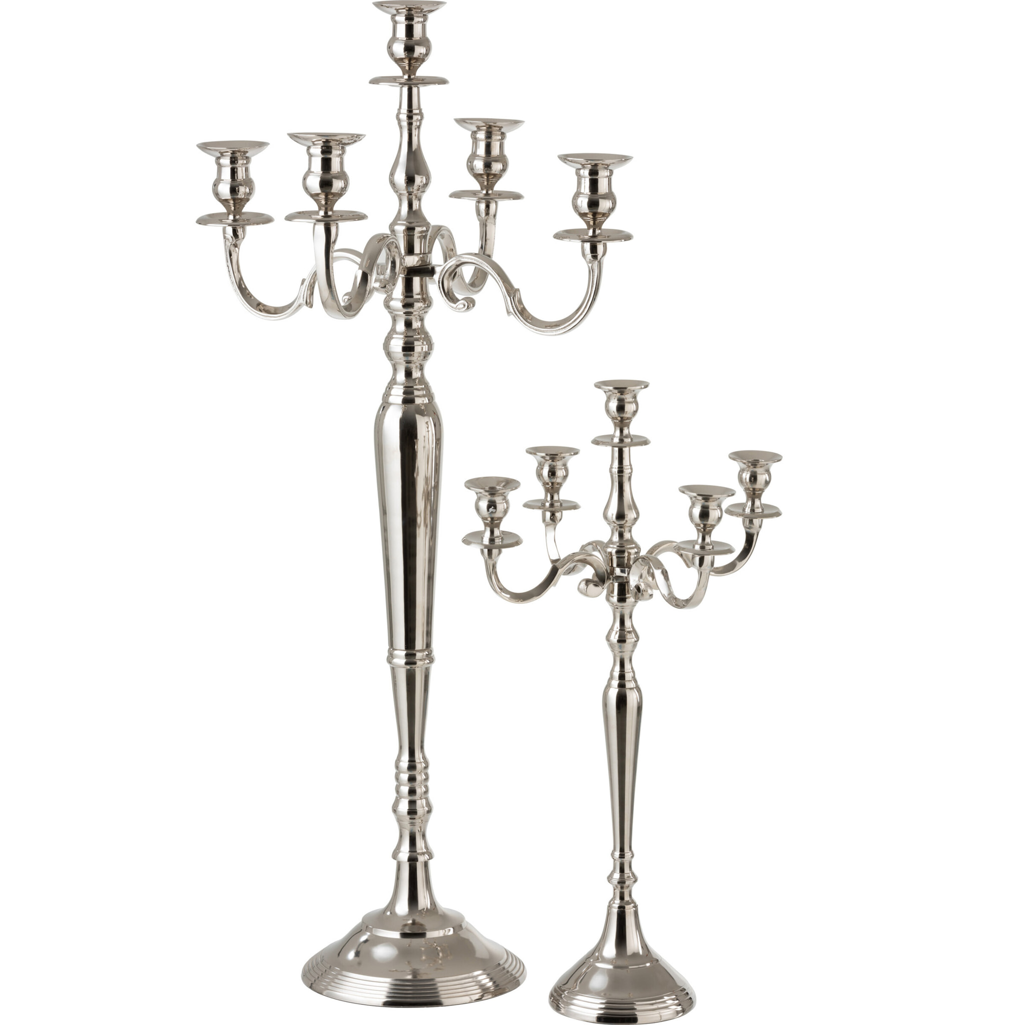 J-Line Candleholder 5 Arms Classic Aluminium Silver Large