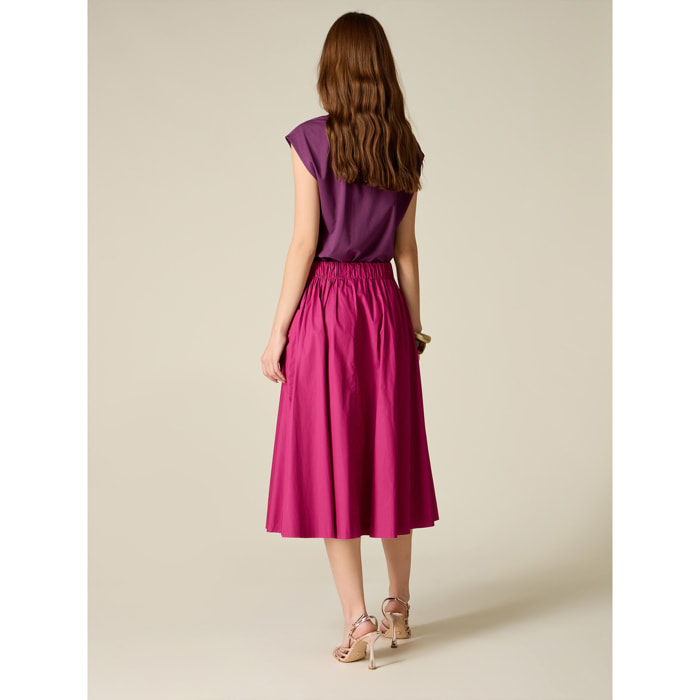 Oltre - Gonna svasata in popeline - Fucsia