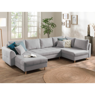 Rune - canapé panoramique - 7 places - style scandinave - droit - Gris clair