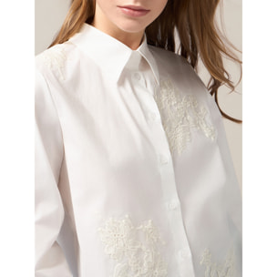 Oltre - Camicia boxy con ricami - Bianco