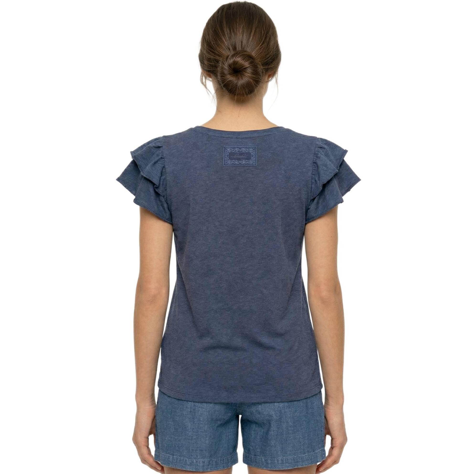 Camiseta de manga corta estilo safari urbano para mujer