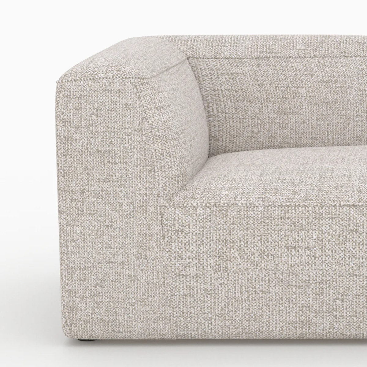 Canapé d'angle droit modulable en tissu beige 4 places avec 2 poufs - Hestia