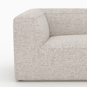 Canapé d'angle droit modulable en tissu beige 4 places avec 2 poufs - Hestia